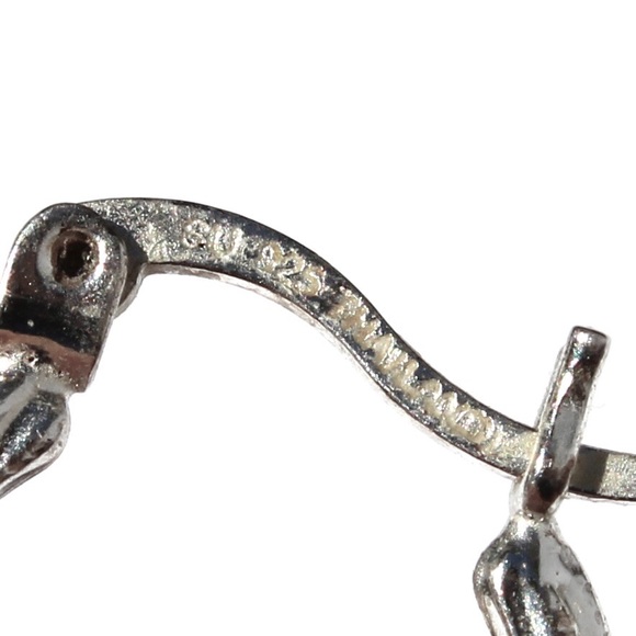 Vintage Sterling Silver Hoop Earrings Small Twist Hoops Twisted Cable Milgrain - Picture 3 of 3